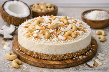 Cheesecake vegan coco-cajou sans cuisson : recette végétale facile et gourmande