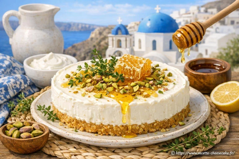 Cheesecake yaourt grec miel et thym sans cuisson : des saveurs d’ailleurs à découvrir