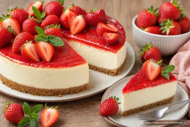 Cheesecake à la fraise : recette au four facile et gourmande