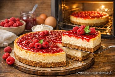 Cheesecake à la framboise : recette cuite au four facile et gourmande
