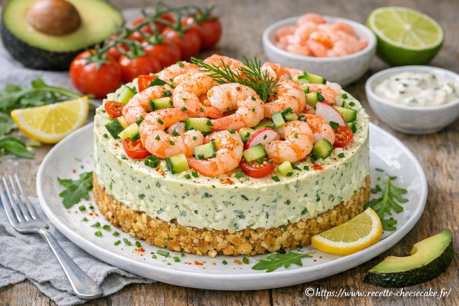 Cheesecake salé avocat crevettes : recette fraîcheur facile et gourmande
