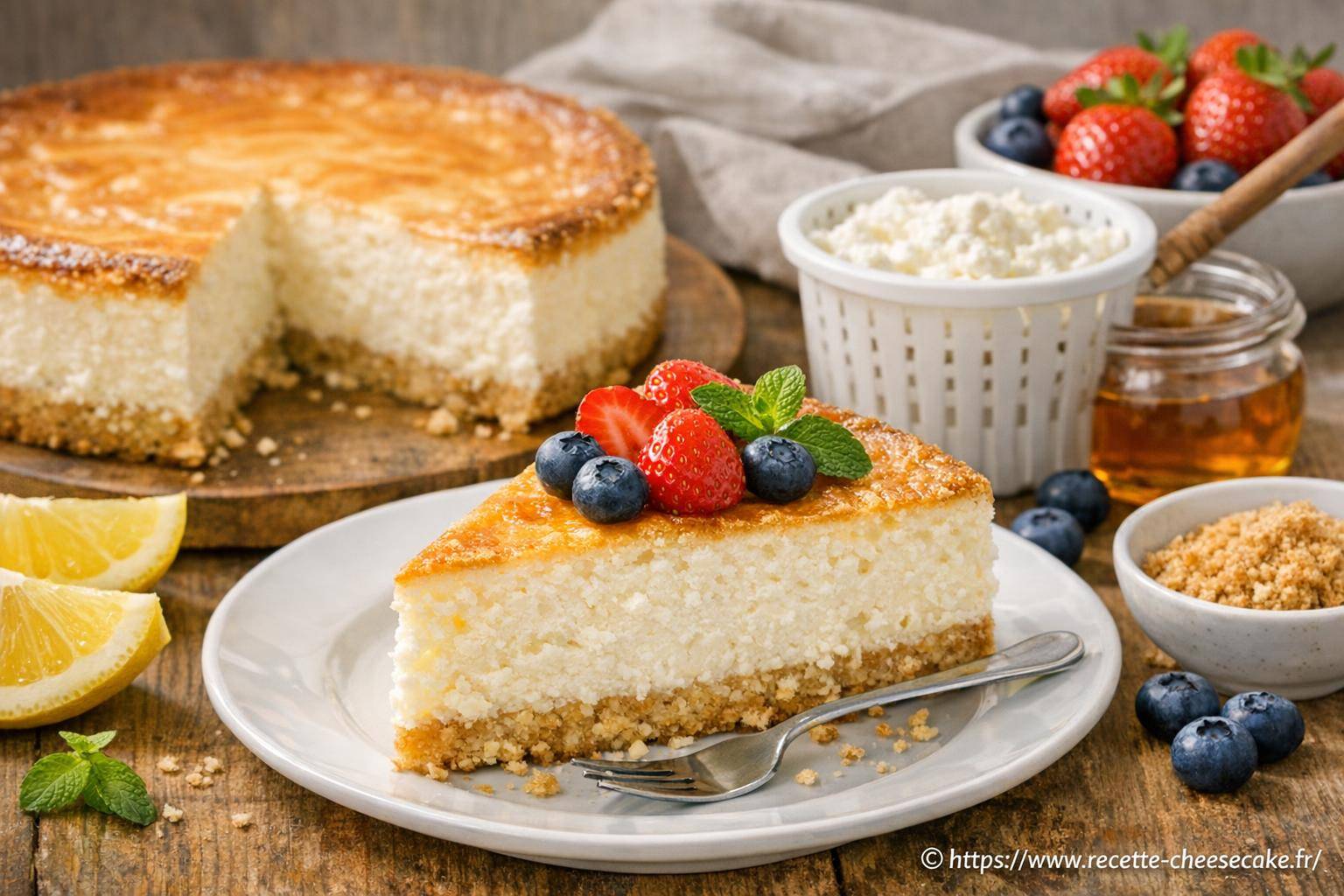 Cheesecake à la faisselle : recette légère et gourmande au four