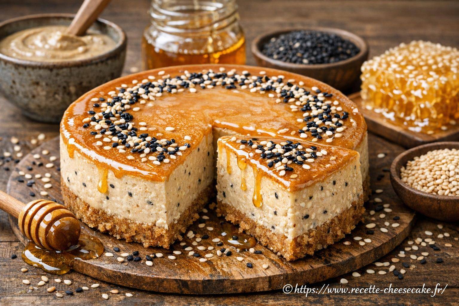 Cheesecake sésame tahini miel : une recette originale à découvrir